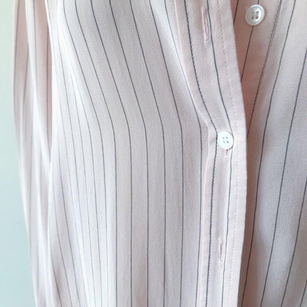 Joe pink silk blouse silk shirt striped button down shirt - Picture 5 of 7